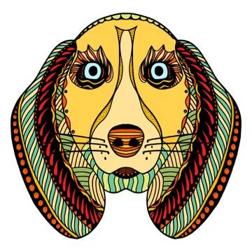 Dog zentangle head Stock Illustration