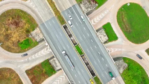 Dogbone interchange: Unique road design. Stock Footage 249729184