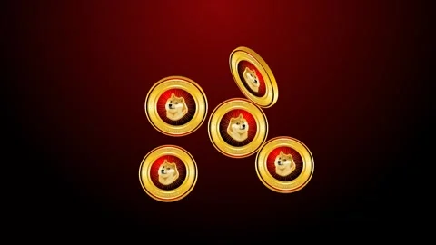 Doge coins cryptocurrency falling down green screen background Stock Footage 255041589