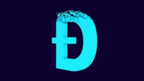 Doge cryptocurrency mining process 3D animation isolated on blue background Stock Footage 86867562