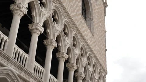 Doge Palace Gothic Architecture Columns Venice Italy Stock Footage 341436870