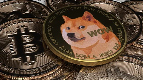DOGECOIN with bitcoin Stock-Footage 175540993
