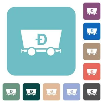 Dogecoin criptocurrency mining rounded square flat icons Stock-Illustration