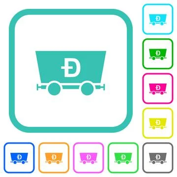 Dogecoin criptocurrency mining vivid colored flat icons Stock-Illustration