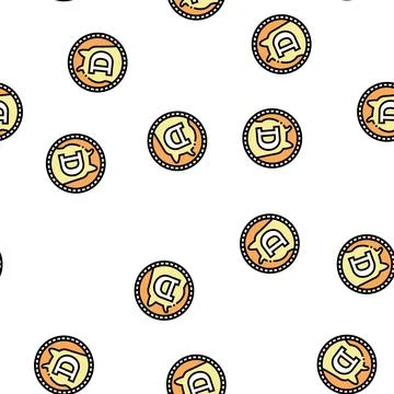 Dogecoin cryptocurrency coin vector seamless pattern 스톡 일러스트