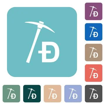 Dogecoin cryptocurrency mining with treasure rounded square flat icons Stock-Illustration