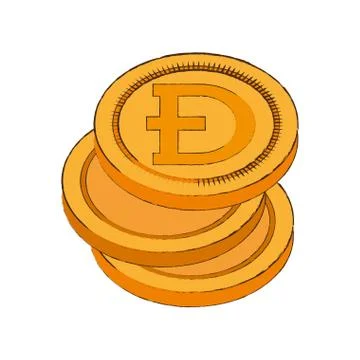 Dogecoin cryptocurrency stack icon Stock Illustration