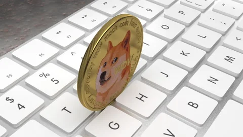 DOGECOIN rotating on keyboard Stock-Footage 175482083