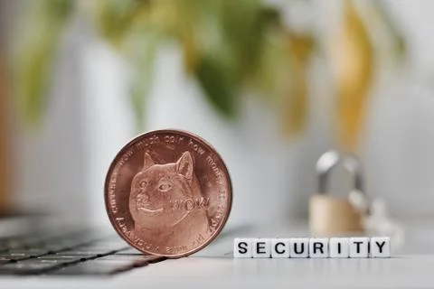 Dogecoin security coin Stock Photos