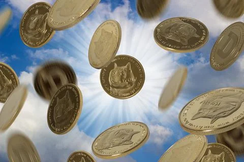 Dogecoins rain Stock Photos
