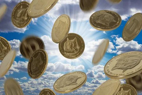 Dogecoins rain Stock Photos