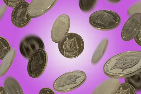 Dogecoins rain Stock Photos