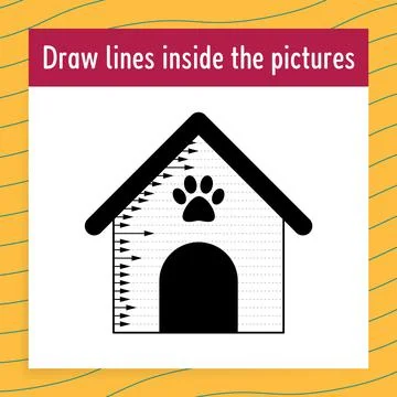 Doghouse Handwriting Practice Activity Worksheet Template Иллюстрация