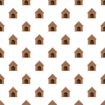 Doghouse seamless pattern featuring pet kennels Stock Illustration