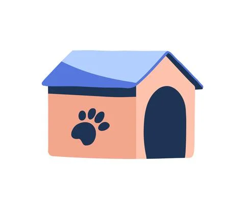 Doghouse, vector drawing. Hand-drawn dog dwelling. Isolated on white background. Stock Illustration