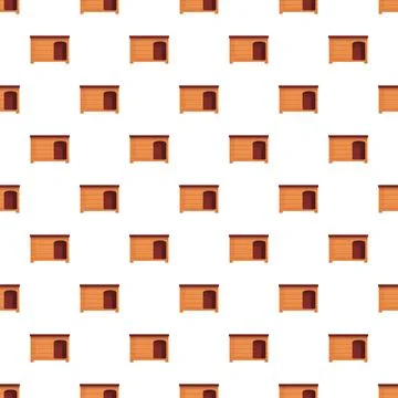 Doghouses forming a seamless patterned background 库存插图