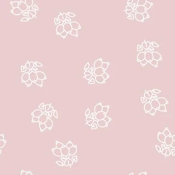 Dogrose berry line seamless pattern Illustrazione stock