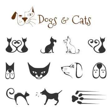 Dogs and cats Stock Illustration