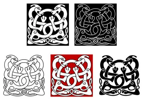 Dogs with celtic ornament Stock Illustration