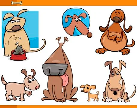Dogs characters cartoon set Stock Illustration