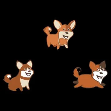 Dogs in different poses Stock Illustration