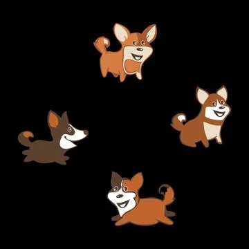 Dogs in different poses Stock Illustration