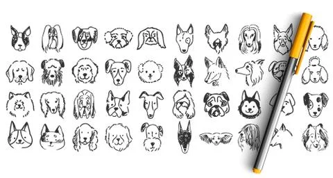 Dogs doodle set Stock Illustration