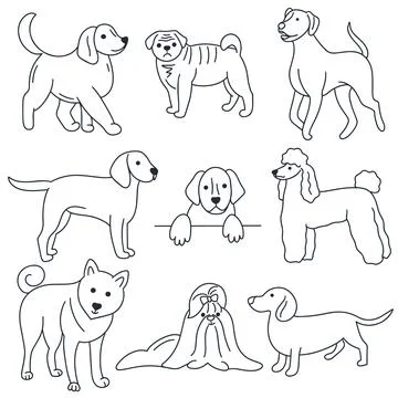 Dogs doodle set Stock Illustration