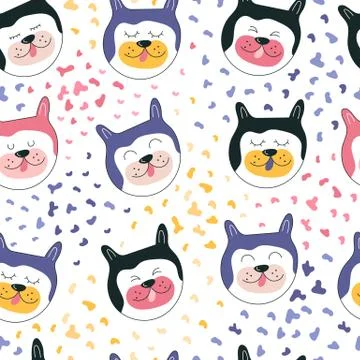 Dogs faces outline pattern Stock Illustration