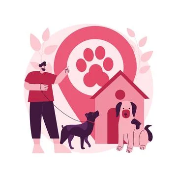 Dogs friendly place abstract concept vector illustration. 库存插图