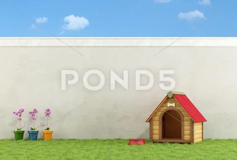 Dog's house in the garden Stock Illustration