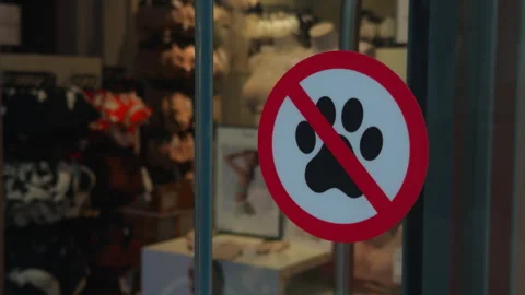 Dogs not allowed sign in red. Pets not allowed Stock Footage 275430077