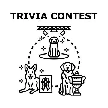 Dogs participating in knowledge competition event concept vector Illustrazione stock