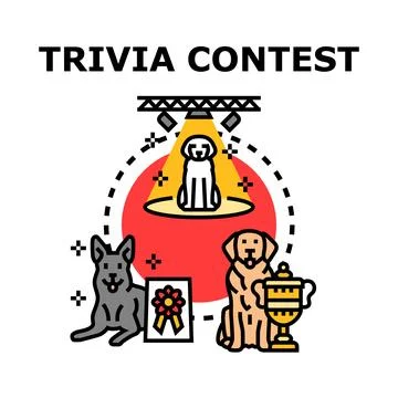 Dogs participating in knowledge competition event concept vector Stock Illustration