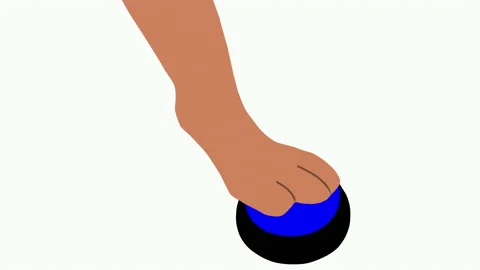 A dog's paw presses a blue button with speech bubbles. Dog training, the concept Video stock 229720577