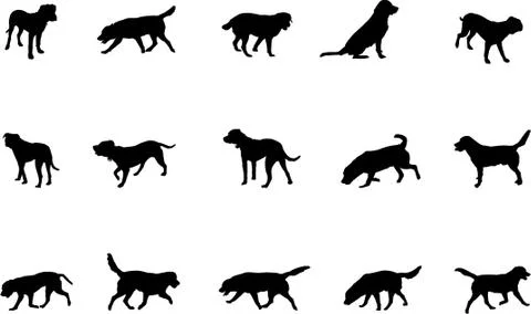 Dogs silhouettes Stock Illustration