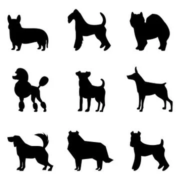 Dogs silhouettes Stock Illustration