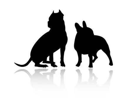 Dogs silhouettes with reflection. Stock Illustration
