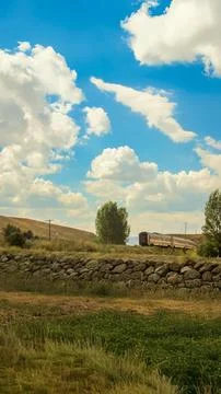 Dogu Ekspresi or The Eastern Express train journeying through of Erzurum Stock Photos