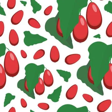 Dogwood pattern on white. Bright fruit seamless pattern. Stock-Illustration