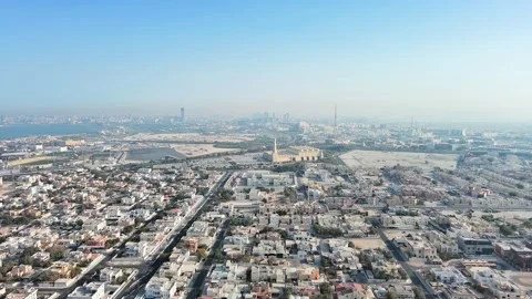 Doha: Aerial view of capital city of Qatar - landscapes of Arabian Peninsula Stock Footage 180919779