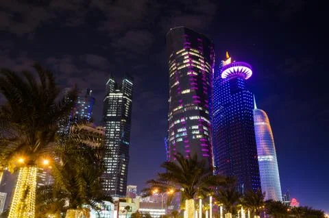 Doha at blue hour Stock Photos