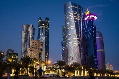 Doha at blue hour Stock Photos