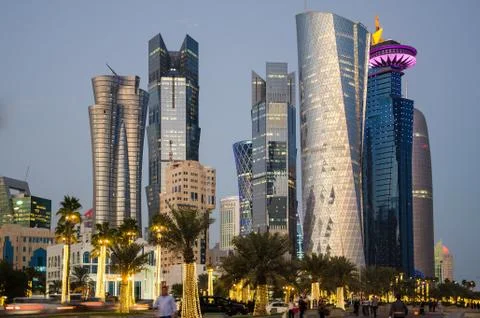 Doha at blue hour Stock Photos