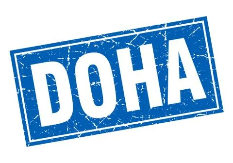 Doha blue square grunge vintage isolated stamp Stock Illustration