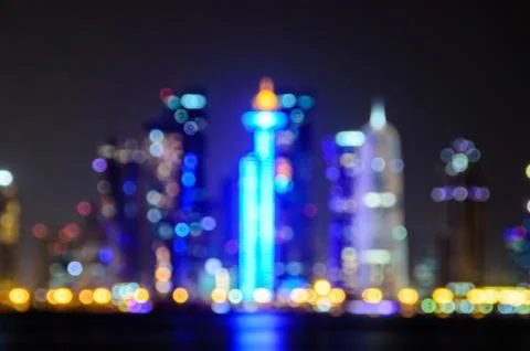 Doha blurred abstract background lights Stock Photos