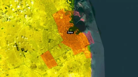 Doha capital of Qatar - Map zoom animation with highlight and name Stock Footage 168026141