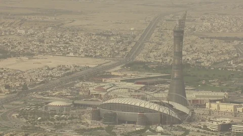Doha City Aerial Aspire Sports Zone Qatar 2017 Stock Footage