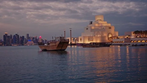 Doha City after sunset Stock Footage 106889587