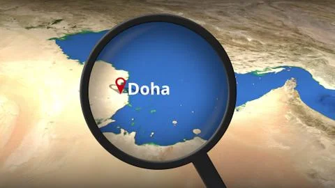 Doha city found on the map, 3d rendering Stock Illustration